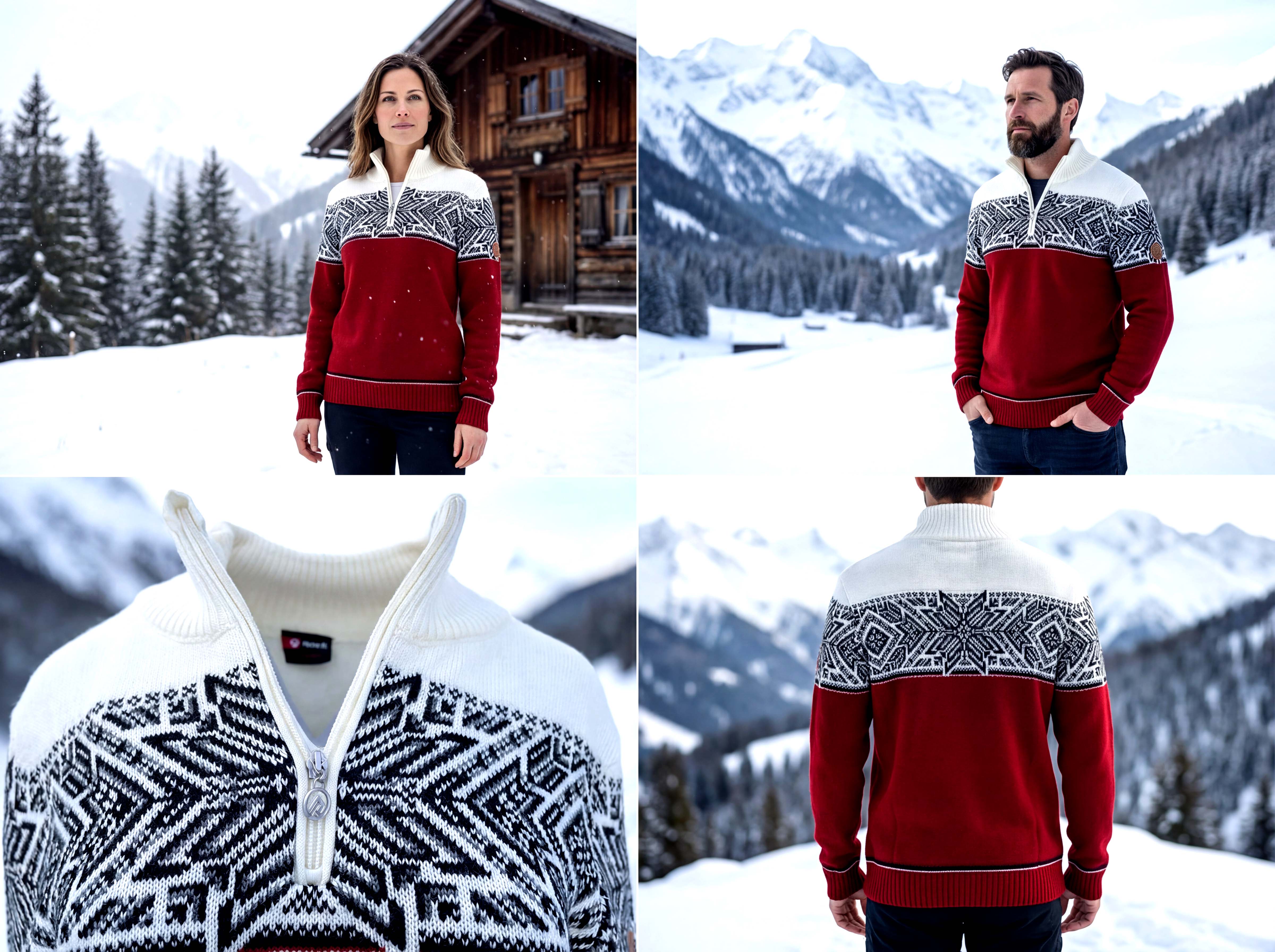 Norský merino svetr Elegant - červeny 04